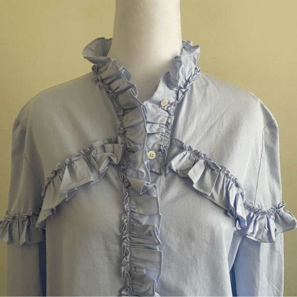 Sandro Light Blue Ruffle Blouse - Picture 7 of 8